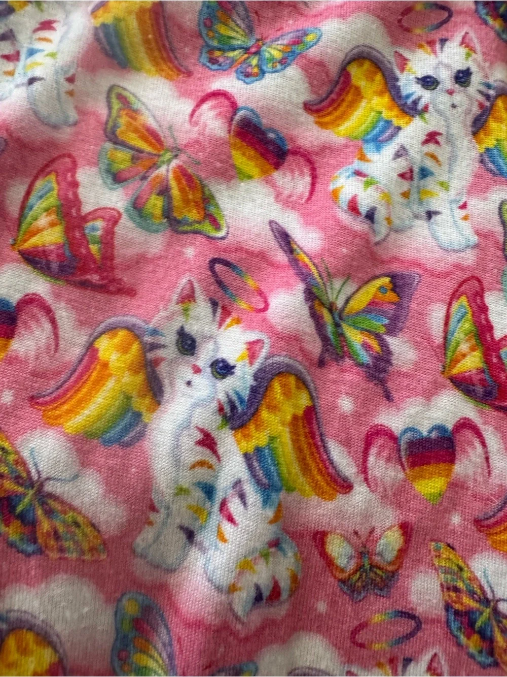 Posh Peanut x Lisa Frank Angel Kitty Convertible Bamboo Sleeper Pajamas 3T EUC